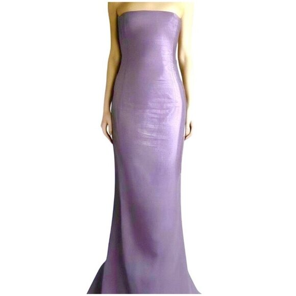 Jessica McClintock Bridal Strapless Lavender Mermaid Evening Dress Ruffles 10 - Picture 2 of 11